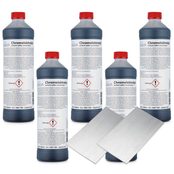 Kromelektrolyt 5000ml med 2x fladanode 100 x 60 x 2mm
